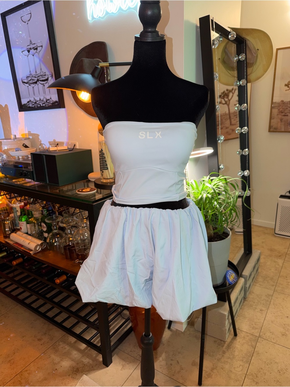 Soleaux Matching Light Blue Set - Balloon Shorts + Tube Top